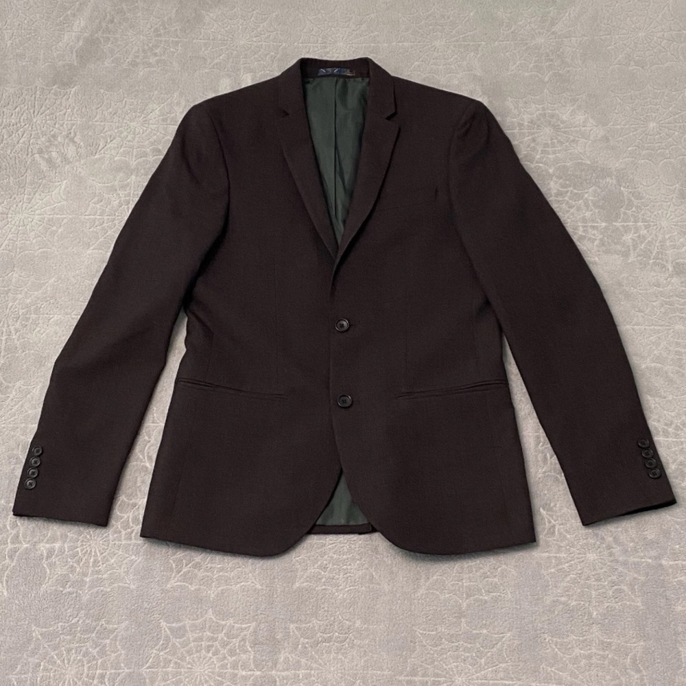 River Island Sport Coat Blazer Jacket Mens UK 38L Purple Wool Blend Fully Lined